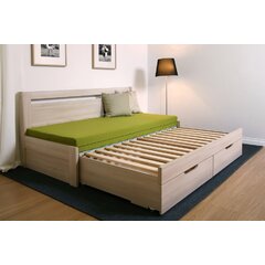 TANDEM Klasik postel rozkládací 90-180x200cm, rohy oblé, LTD imitace dřeva